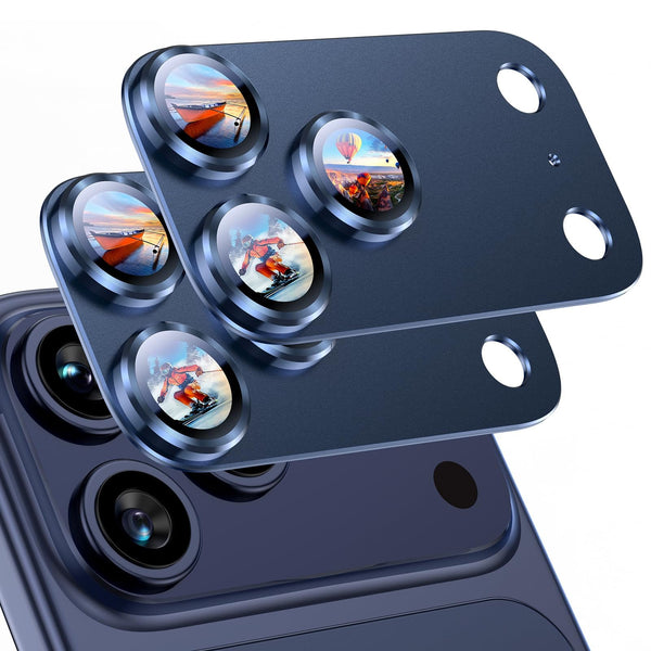 Dteck - 2 Pack Camera Lens Protectors for iPhone 17 Pro Max, Strong Adsorption Metal Tempered Glass Rear Camera Cover - Blue