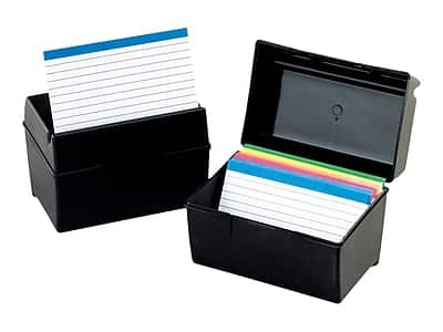 Front. Oxford - Index Card File Box, 300-Card Capacity - Black.