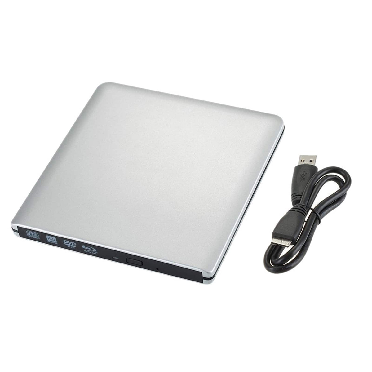 Topteng - 4K UHD External BD Burner – USB 3.0, Super Slim Aluminum, Read & Write Blu-ray, Fit for Windows Laptop & Mac - Silver