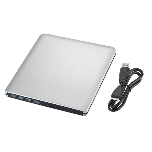 Topteng - 4K UHD External BD Burner – USB 3.0, Super Slim Aluminum, Read & Write Blu-ray, Fit for Windows Laptop & Mac - Silver