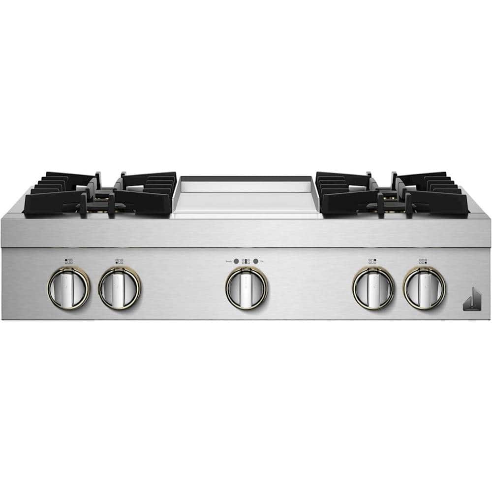 JennAir - 36 in. Wide 4 Burner RISE Built-In Gas Cooktop - Stainless Steel