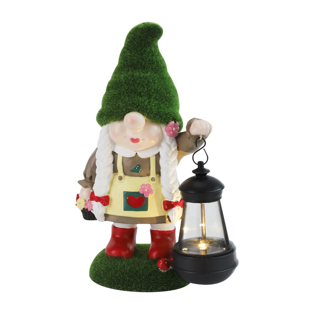 Front. Techko - Gartenlicht Greta Outdoor Solar Lantern Gnome Statue with Integrated LED Lantern.