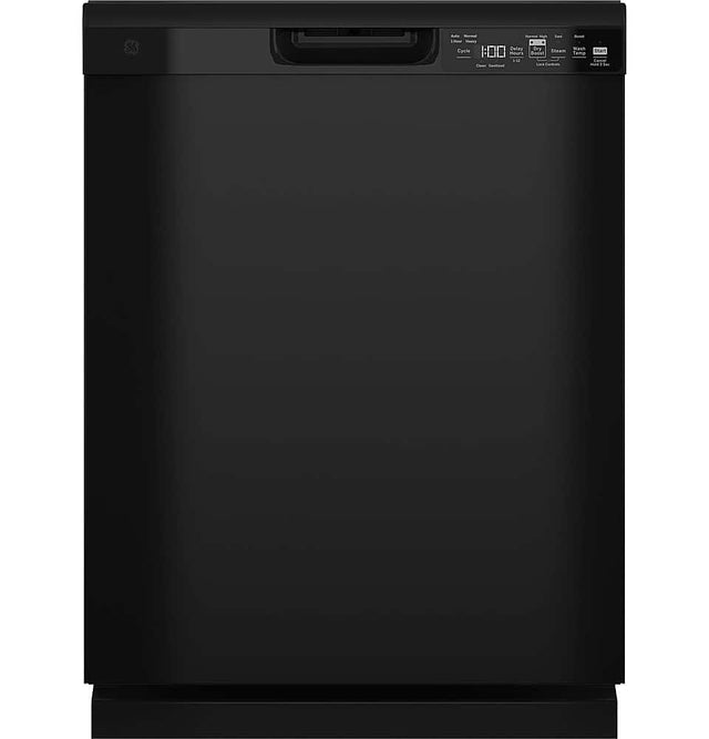 Front. GE - Front Control Built-In Dishwasher, 52 dBA - Black.
