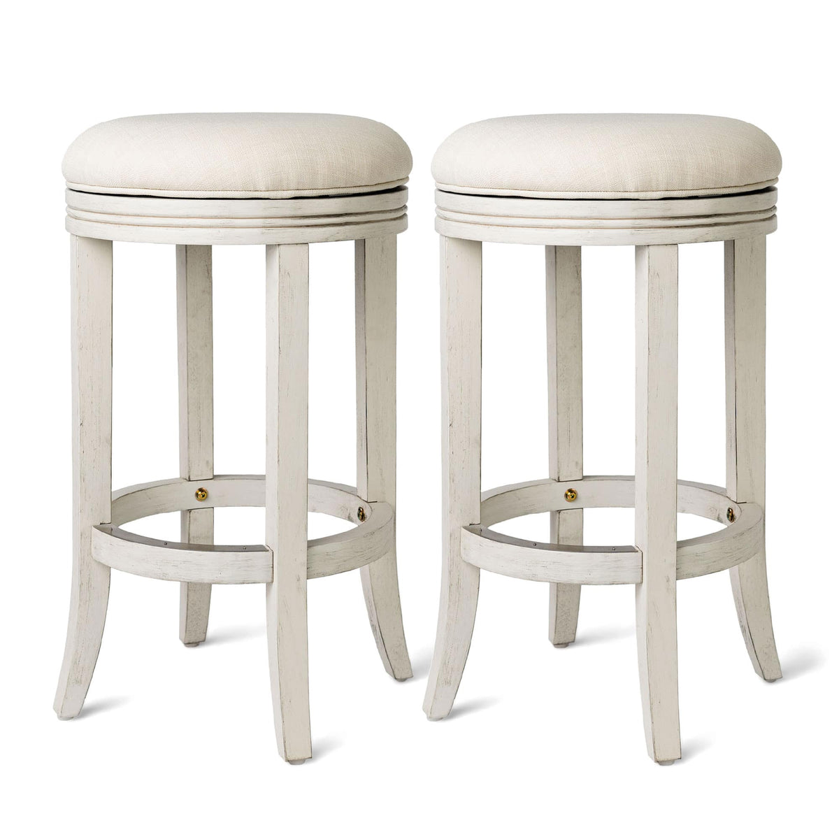 Maven Lane - Eva Counter Stool, Finish w/ Natural Color Fabric, Set of 2 - White Oak