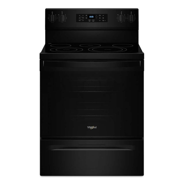Front. Whirlpool - 30 in. Wide 5 element 5.3 cu. ft. Freestanding Electric Range with Air Cook Technology, No Preheat Air Fry, Self Clean - Black.