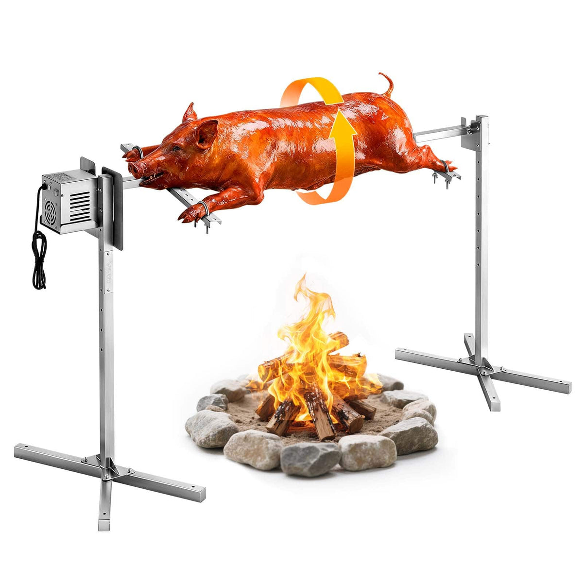 VEVOR - Rotisserie Grill, AC120V 8 Level Height Electric Rotisserie Grill Kit, BBQ Grills Rotisseries Kit with 88 lbs Load - Stainless steel color