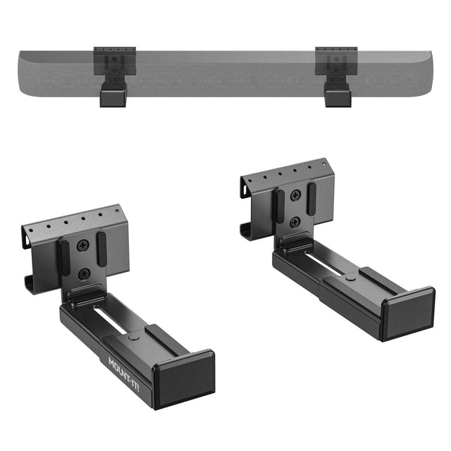 Front. Mount-It! - No-Stud Sound Bar Wall Mount for Soundbars up to 20 lbs, Easy Drill-Free Installation Bracket - Black.