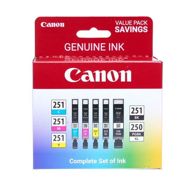 Canon Value Pack Savings Genuine Ink Canon 251 C 251 M 251 Y 251 BK Complete Set of Ink