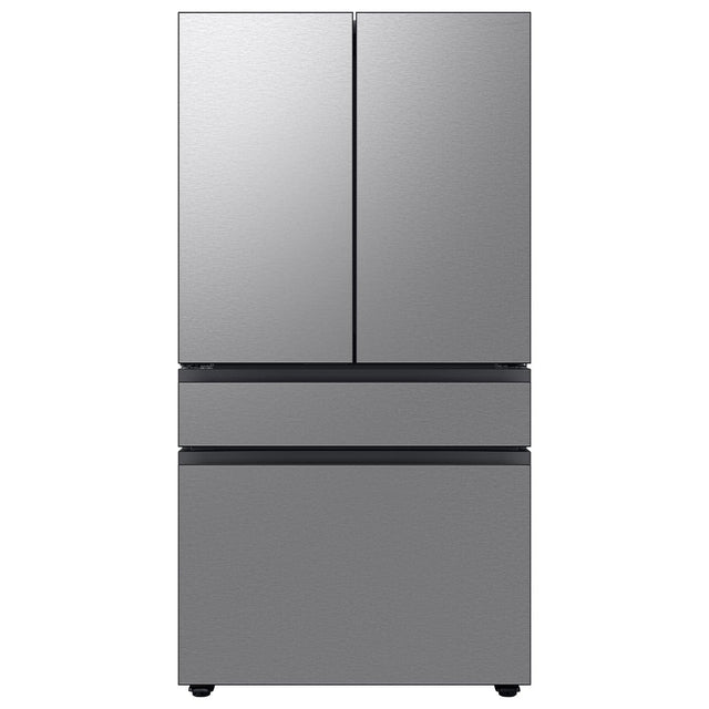 Front. Samsung - 36 in. Wide Bespoke 23 cu. ft. Counter Depth 4-Door French Door Refrigerator with Inner Beverage Center - Fingerprint Resistant Stainless Steel.