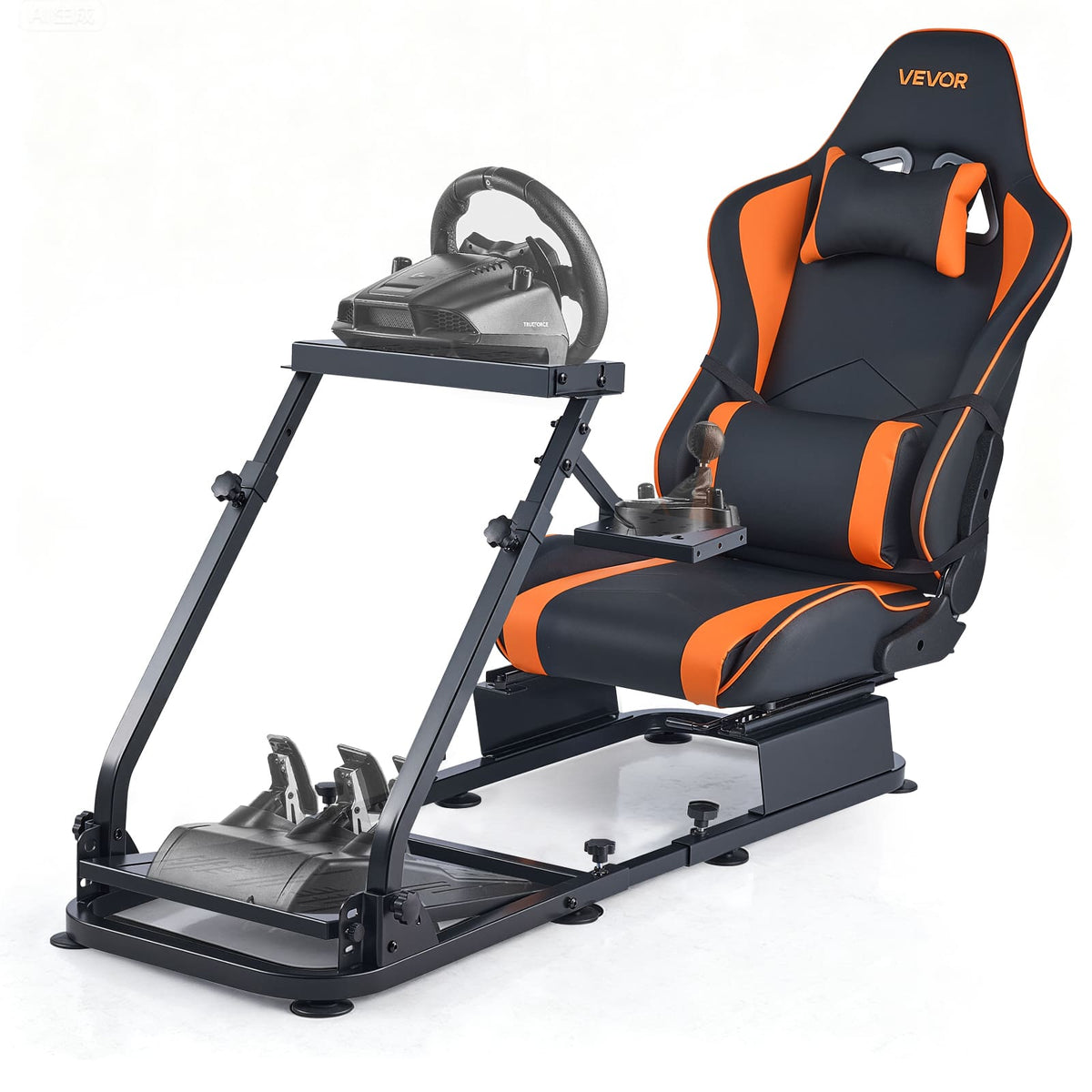 VEVOR - Racing Wheel Stand, Heavy-Duty Simulator Cockpit Steering Stand with Dual-Rail Dual-Arm, Fit Logitech G25,G27,G29,G920 - Matte Black