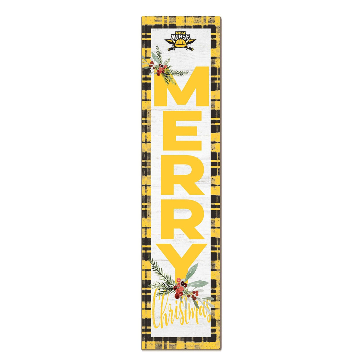 Jardine - Northern Kentucky University Norse 12'' x 48'' Outdoor Merry Christmas Leaner - White