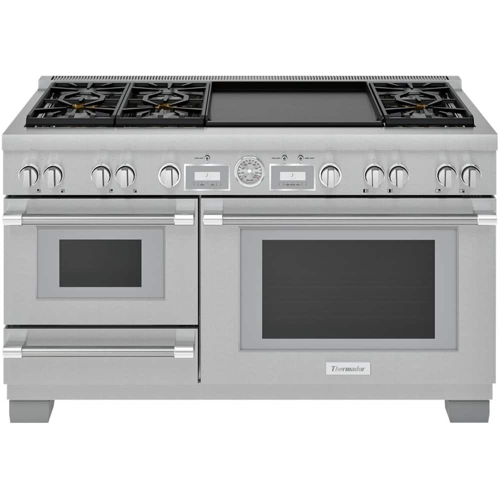 Thermador - Pro Grand 60 in. Wide 7.3 Cu. Ft. Freestanding Double Oven Dual Fuel LP Convection Range with Pro Steam and 7 Burners - Stainless Steel