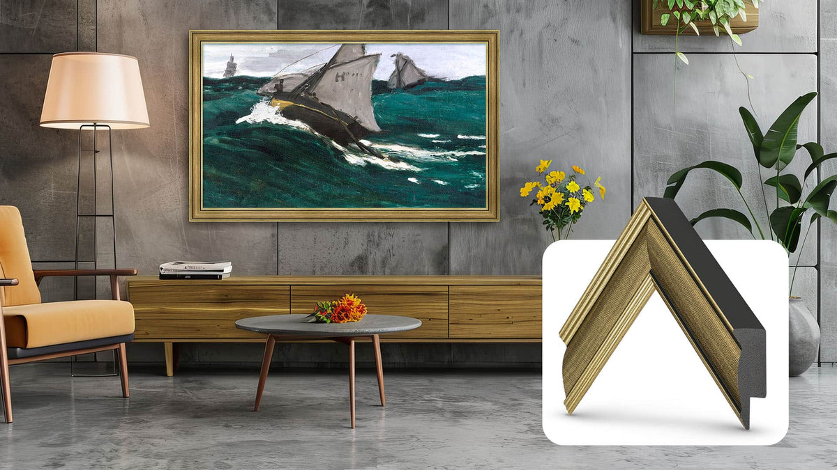 Deco TV Frames - 65" Slim Bezel for Samsung The Frame TV - Industrial Brass