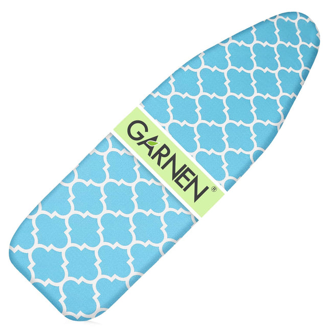 Front. Garnen - Ironing Board Cover and Pad Replacement 15"x54", Iron Board Cover With Padding 7mm Thick Standard Ironing Board Cover - Blue|White.