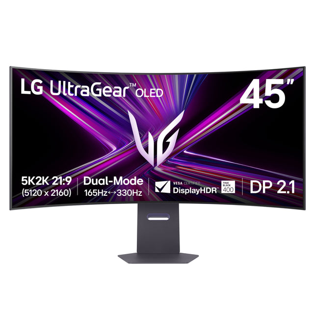 LG UltraGear OLED 45" 5K2K 21:9 Dual-Mode VESA CERTIFIED DisplayHDR 400 (5120 x 2160) 165Hz 330Hz DP 2.1
