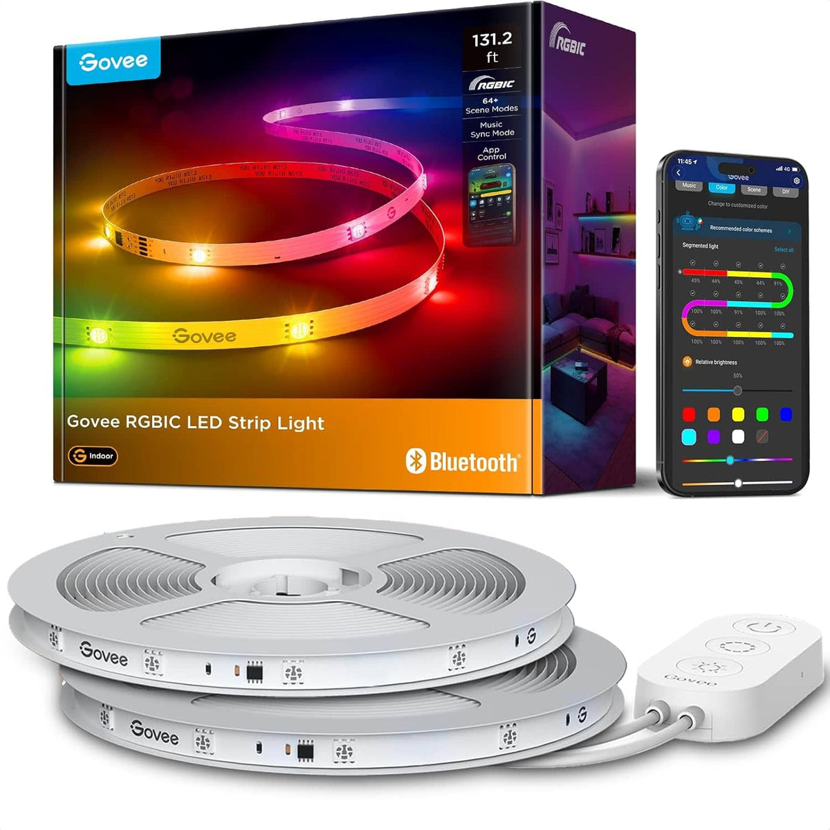 Govee - 131.2ft RGBIC LED Strip Lights, Smart LED Lights for Bedroom