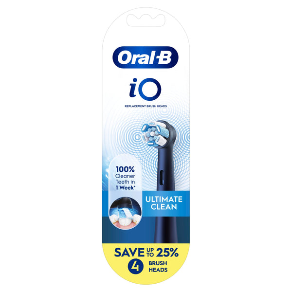 Oral-B - iO Series Ultimate Clean Replacement Brush Head for iO Series Electric Toothbrush (4 count) - Black