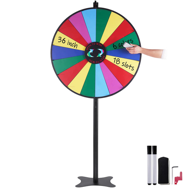 36 inch  
TO WIN  
SPIN TO WIN  
6 colors  
18 slots