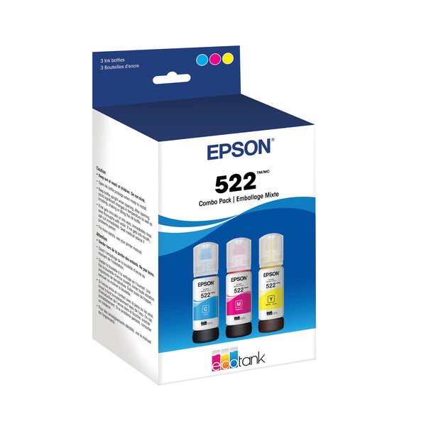 Epson - EcoTank 522 3-Pack Ink Bottles - Cyan/Magenta/Yellow