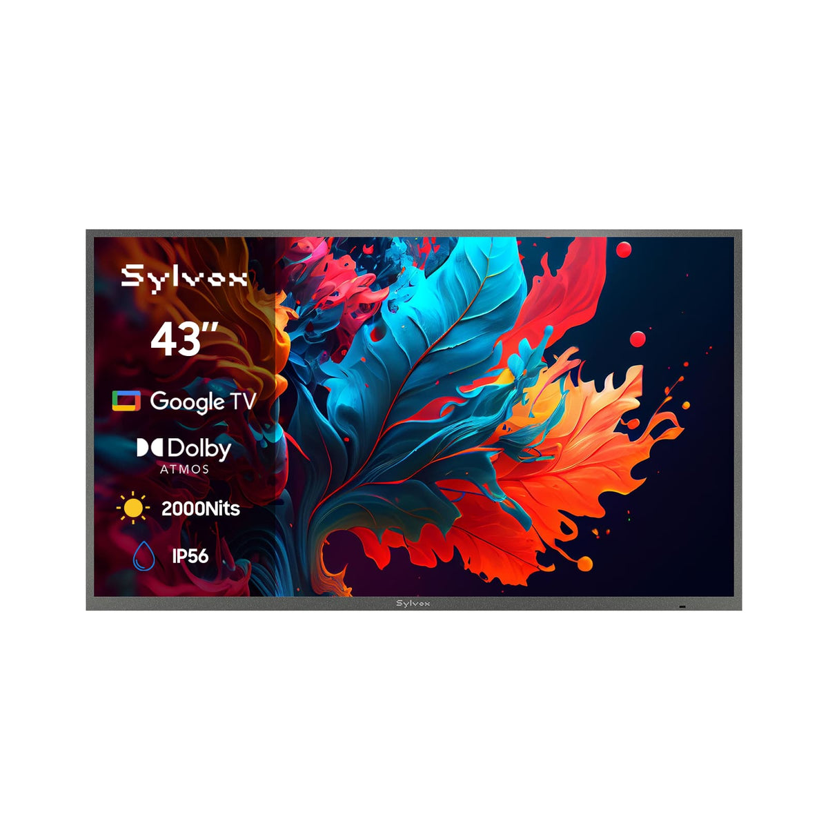 Sylvox - 43" Class Outdoor QLED TV, Pool Pro QLED 3.0, 4K, Full Sun, 2000 Nits, IP56 Waterproof, Google TV, Dolby Atmos