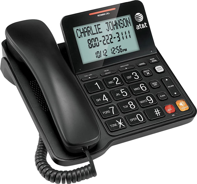 Angle. AT&T - 2940 Corded Phone with Caller ID/Call Waiting - Black.