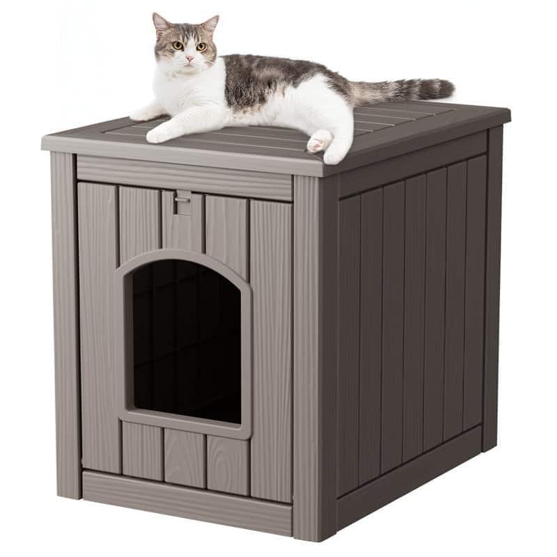 Yardgrace - Outdoor Pet House Weatherproof Resin for Outdoor Pets, Durable Insulated Shelter for Garden Patio - Brown