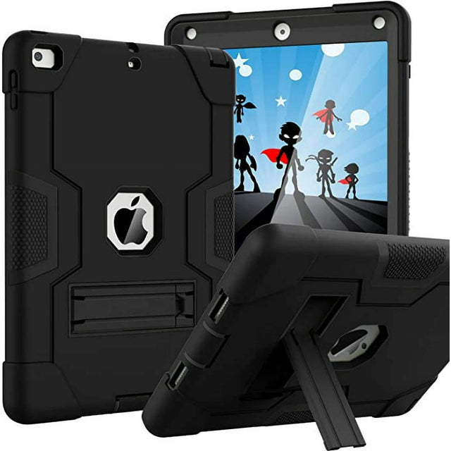 Front. Entronix - Entronix iPad 10.2" Case - Heavy Duty Triple-Layer Protection for 9/8/7th Gen - Black.