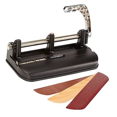 Swingline - Woodgrain Accented Heavy Duty Desktop 3-Hole Punch, 40 Sheet Capacity - Black