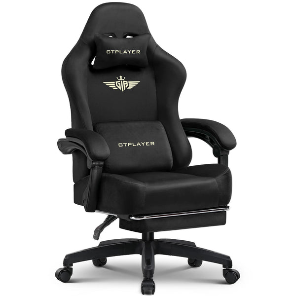 GTPlayer - Big and Tall Gaming Chair Fabric High Back Ergonomic Computer Chair for Office Gaming 350 LBS - Black