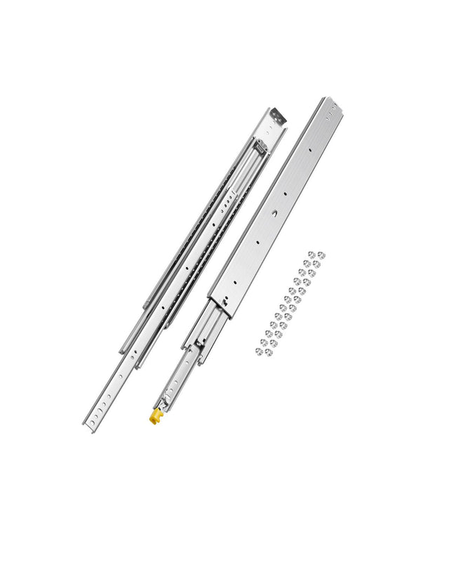 Front. VEVOR - Set of Two Drawer Rails, Sizes Ranging from 16 to 60 inches, Capable of Supporting 500 lbs - Silver.