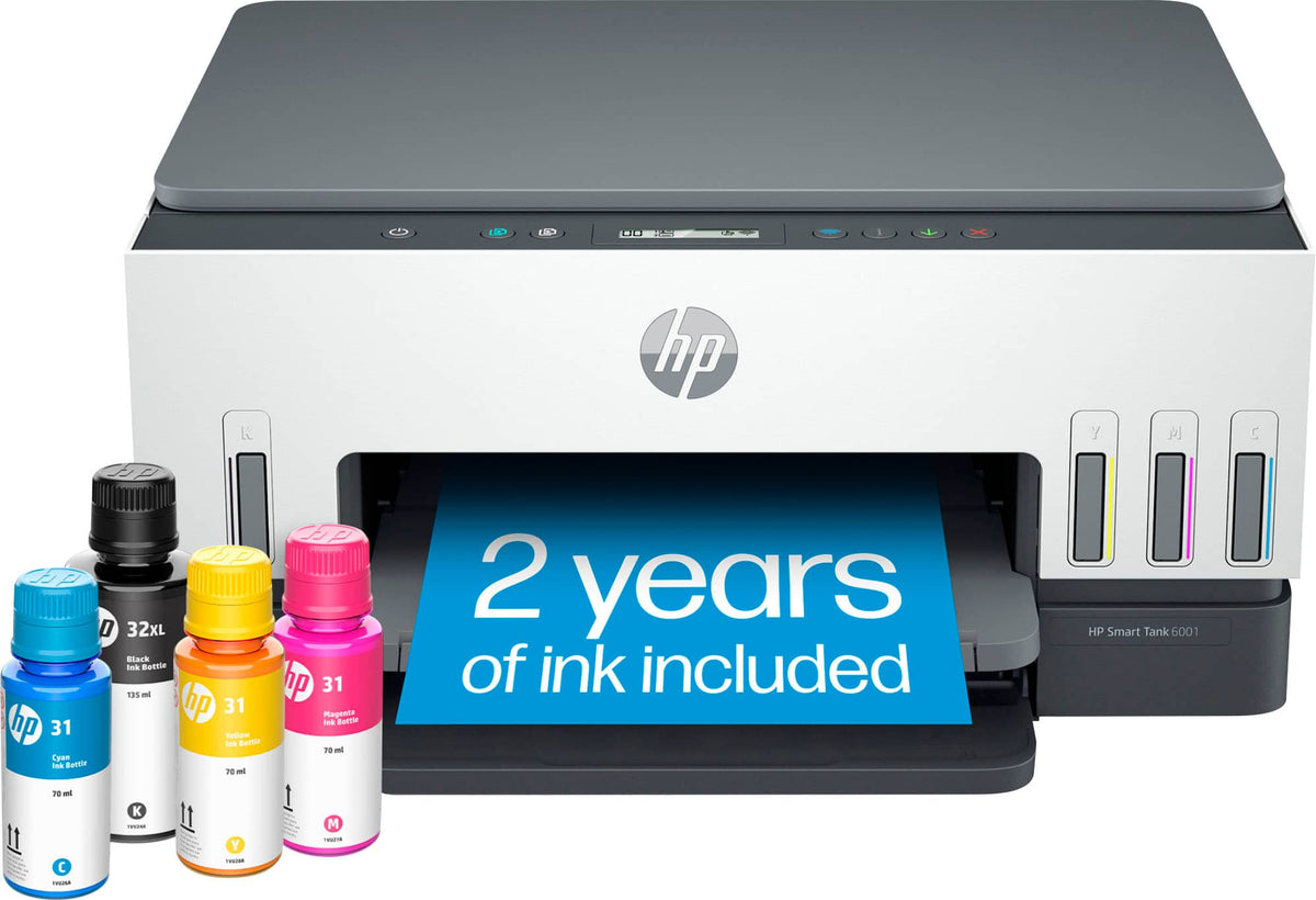 HP - Smart Tank 6001 Wireless AI-Enabled All-in-One Cartridge-Free Supertank Inkjet Printer with 3 Years of Ink Included¹ - Basalt