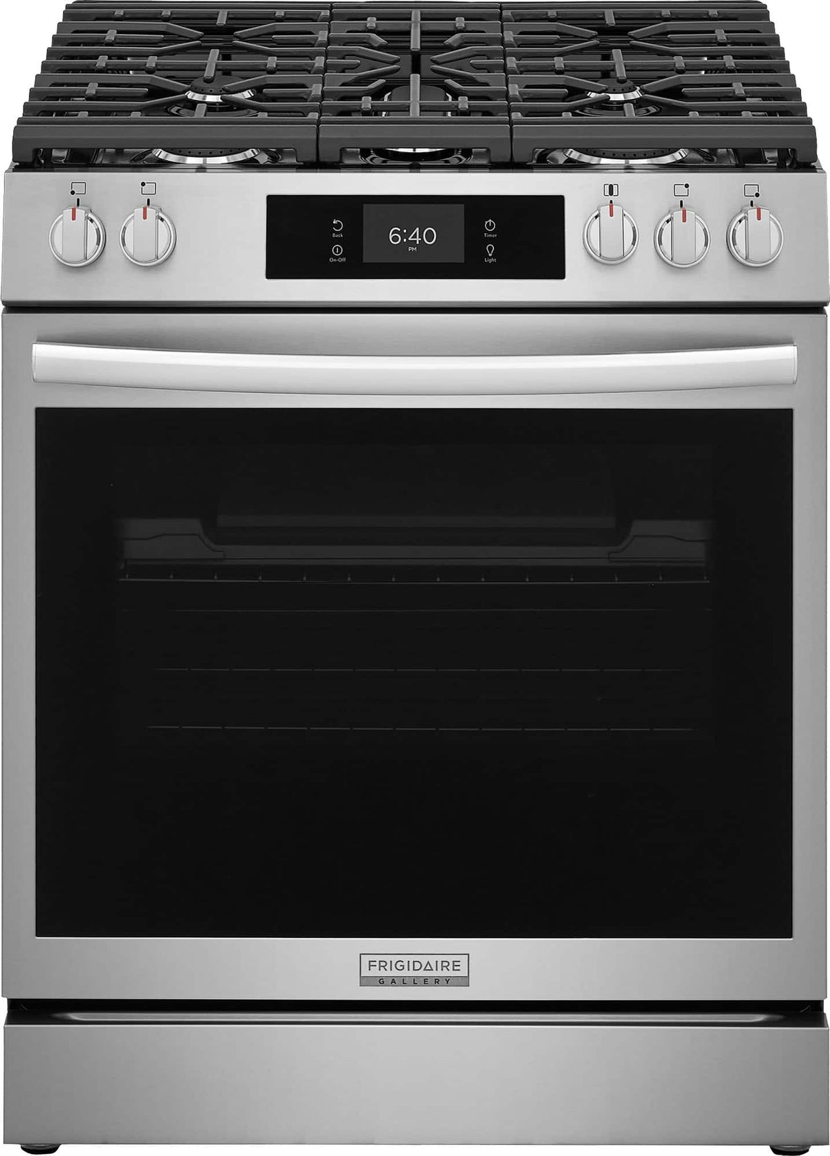 Frigidaire - Gallery 30 in. Wide 5 burners 6.0 Cu. Ft. Slide-In Gas Range with Stone-Baked Pizza and 15+ Ways to Cook - Stainless Steel