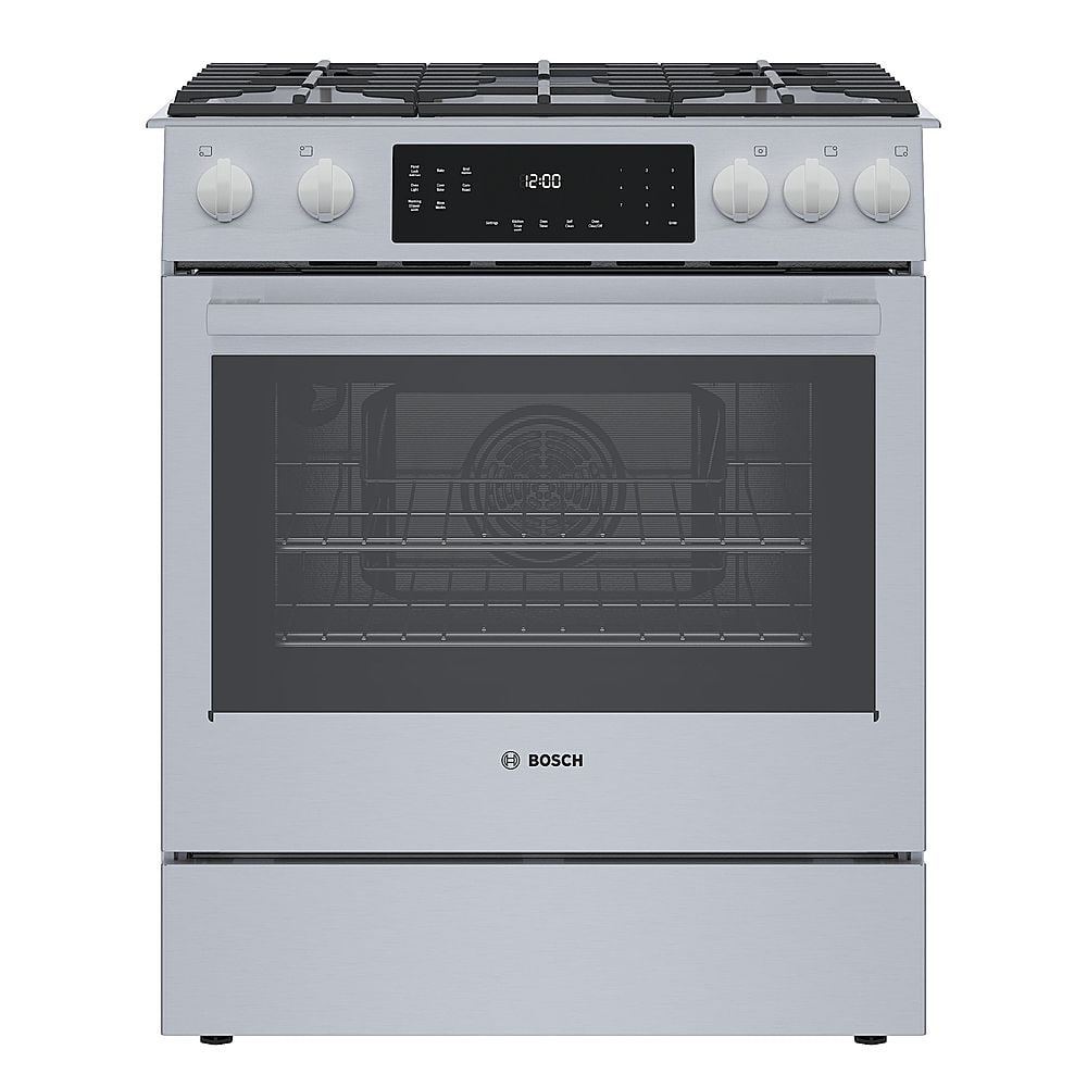 Bosch - Benchmark Series 30 in. Wide 4.8 Cu. Ft. Slide-In Gas Convection Range with Self-cleaning and 5 Burners - Stainless Steel