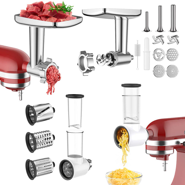 Front. Gvode - GVODE Meat Grinder Slicer Shredder Attachment, Compatible with KitchenAid® Stand Mixers, Metal Set - White.
