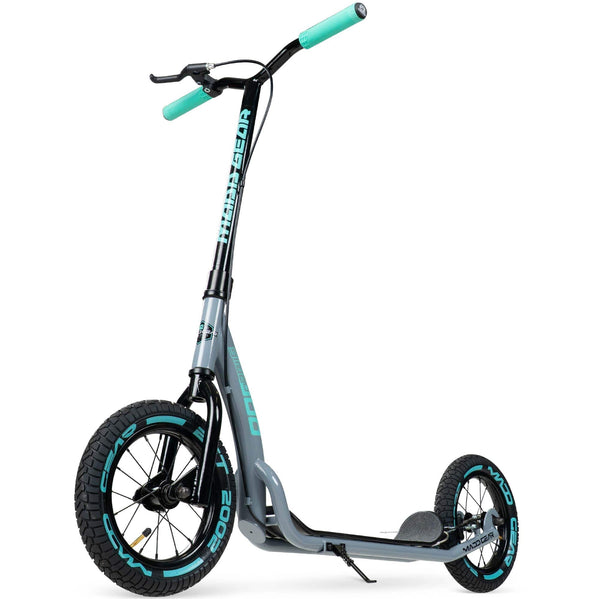 Large Kick Scooter for Adults & Teens – 12" Air Tires, 300lbs Capacity, Wide Deck – Madd Gear Metro Urban Glide 300 - GREY/TEAL