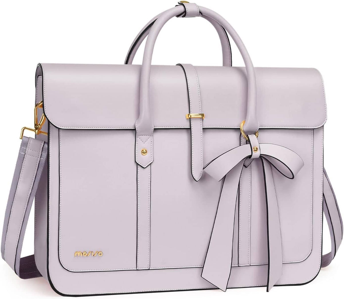 mosiso - Laptop Bag for Women 15-15.6 inch PU Leather Laptop Shoulder Bags Convertible Backpack Casual Handbag Work Computer Bag - Dusty Lilac