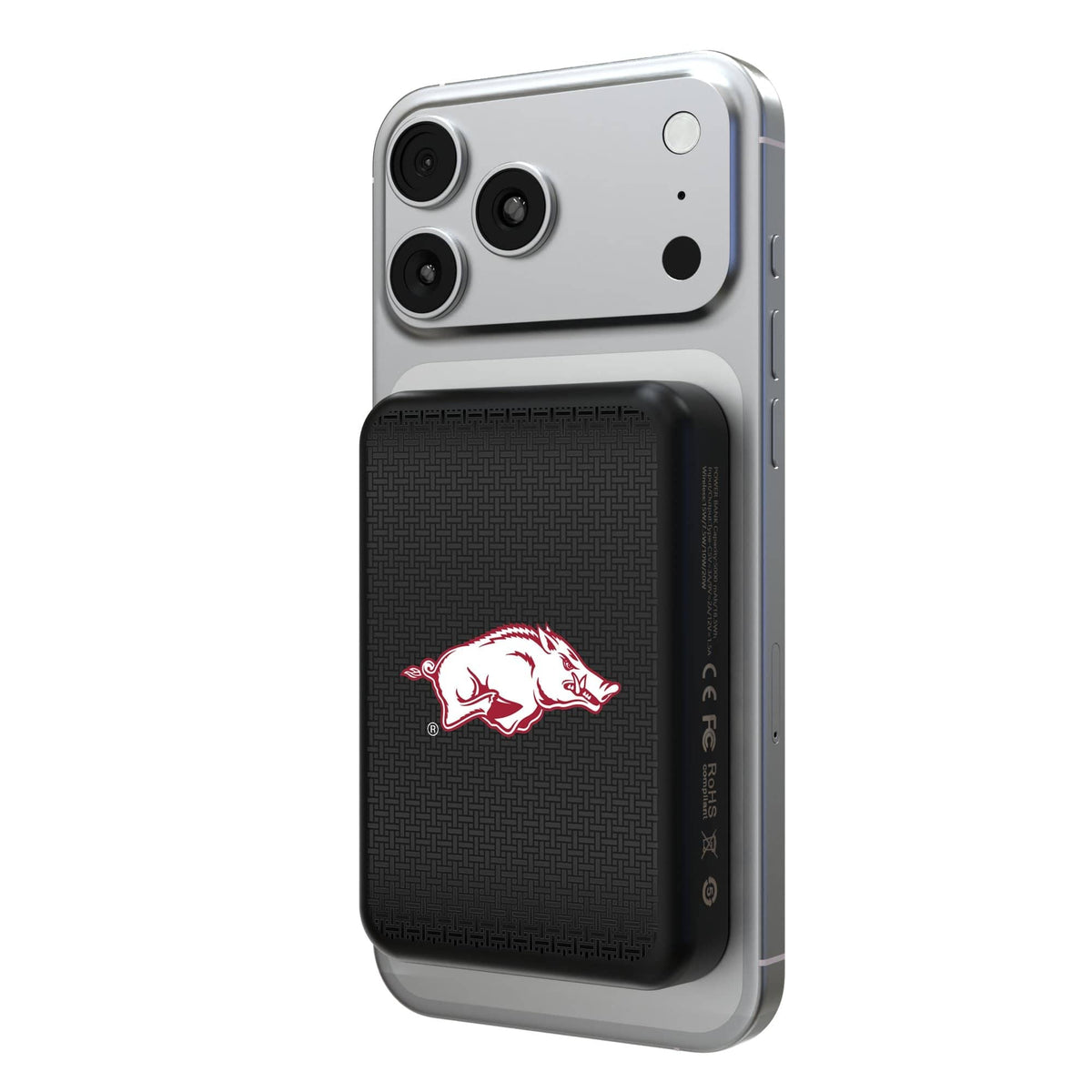 Keyscaper - Arkansas Razorbacks Wireless Magnetic Power Bank - Black