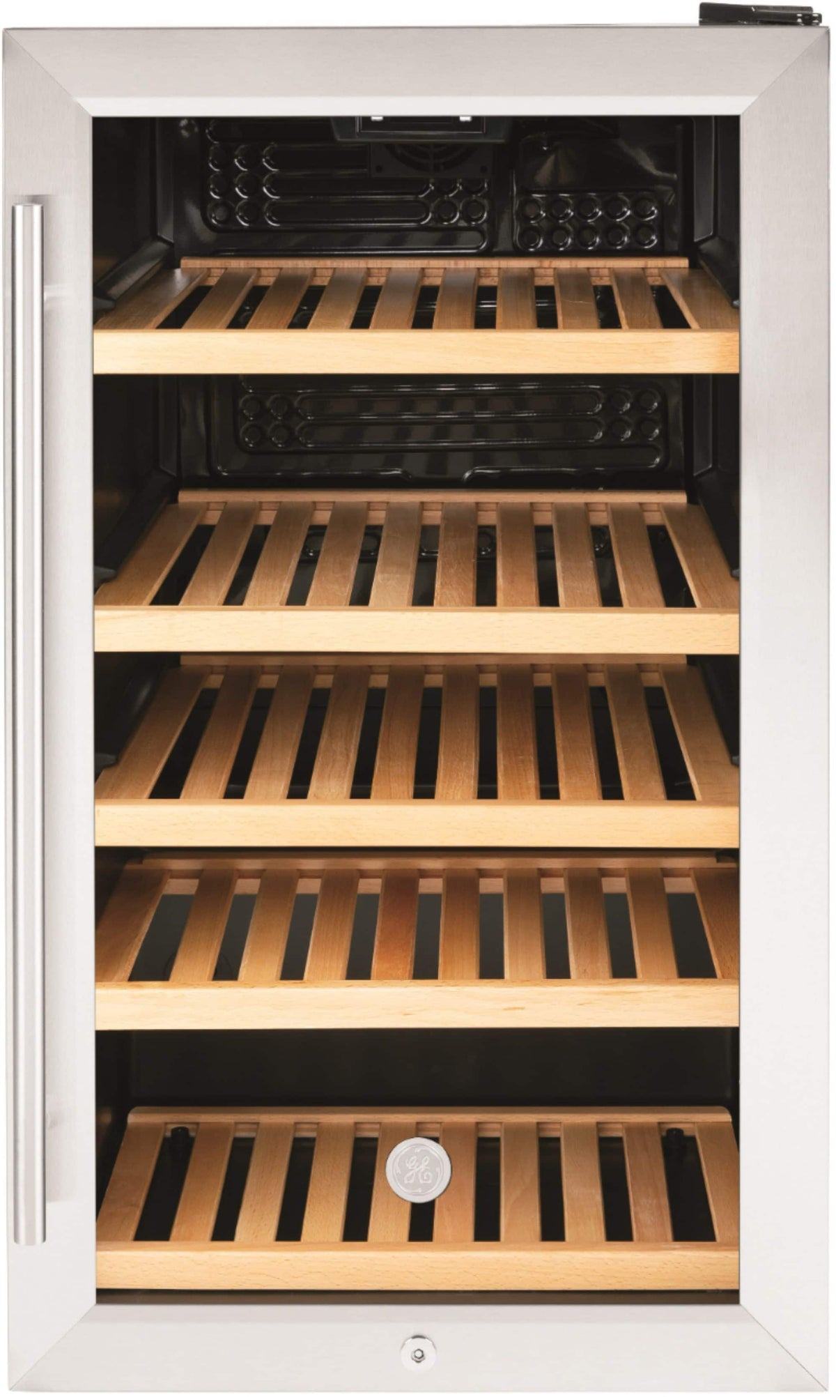 GE - 31-Bottle or 109-Can Wine and Beverage Cooler - Stainless Steel