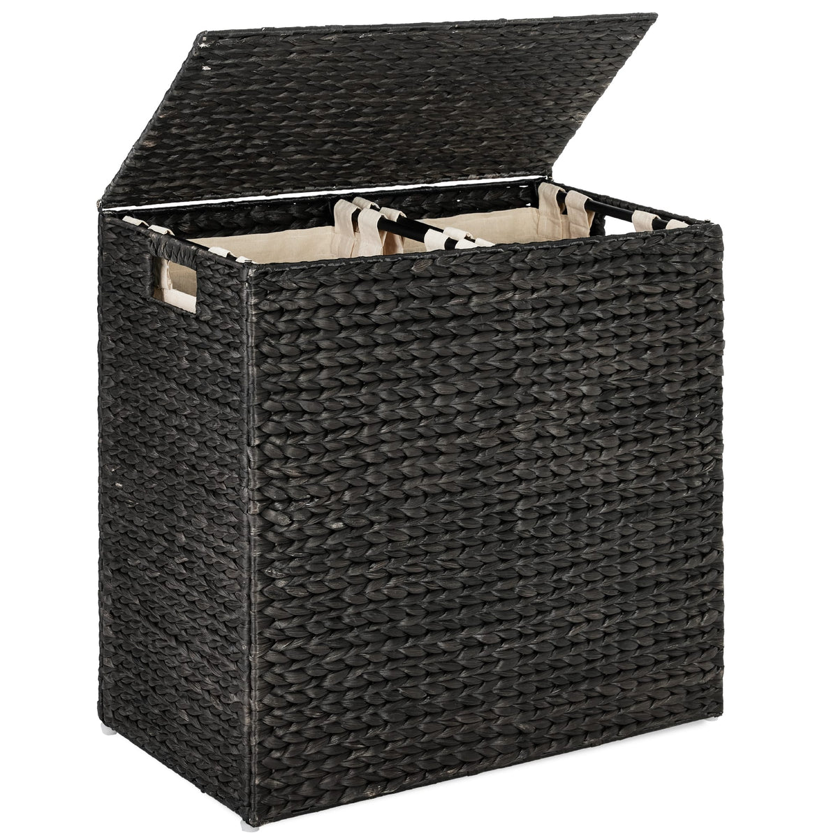 Best Choice Products - Large Laundry Hamper W/Lid, Hyacinth Basket, W/Washable Liner Bag, 30 Gal (114 liters) - Black