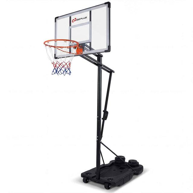 Front. GOPLUS - Goplus 10 FT Portable Basketball Hoop with Shock Absorbent Rim, Fillable Base for Adults - Black.