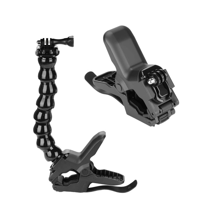 Front. Neewer - Flexible Clamp Mount for GoPro & DJI Action Cams, w/ Tube Adapters - Black.
