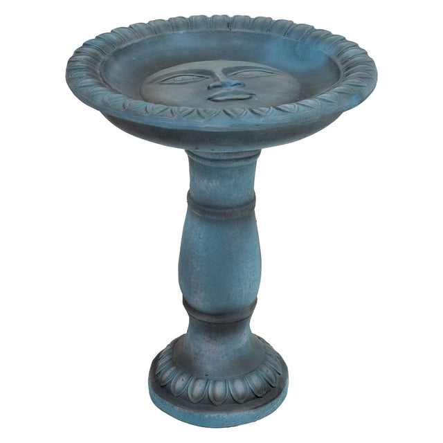 Front. Sunnydaze - Facade du Soleil Reinforced Concrete Bird Bath - 26 in - Patina Green.