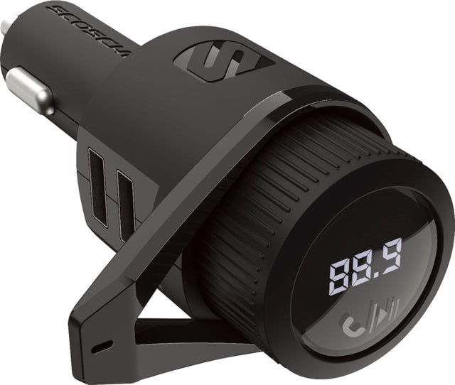 Angle. Scosche - BTFREQ Bluetooth FM Transmitter Hands Free Car Kit w/ Dual USB ports V5.0 - Black.