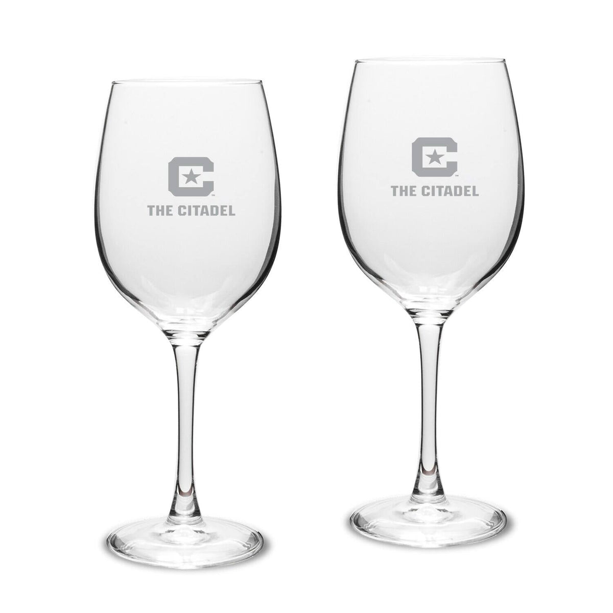 Jardine - Citadel Bulldogs Two-Piece 16oz. Traditional White Wine Glass Set - Multicolor