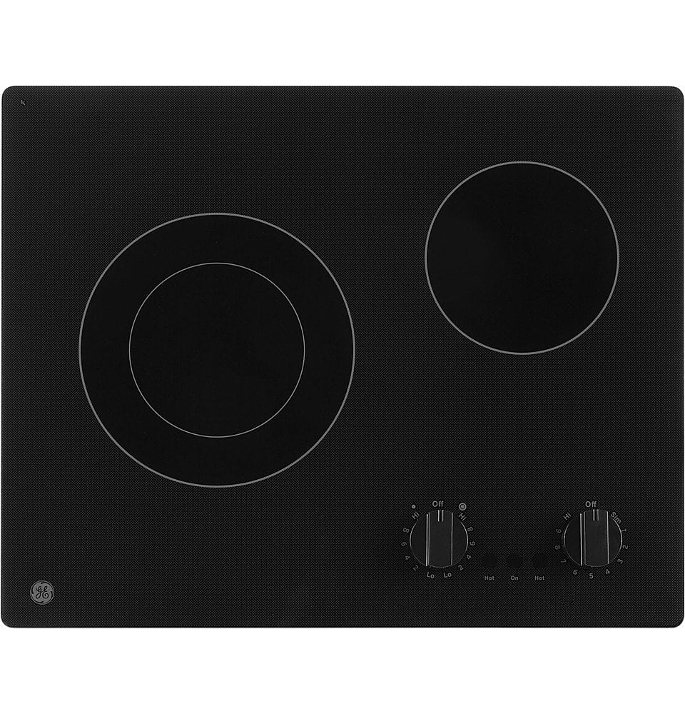 GE - 21 in. Wide 2 Element Built-In Electric Cooktop with Dual-Ring Element - Black