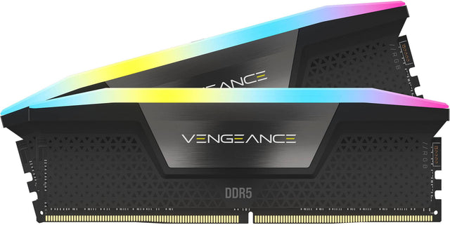 Front. CORSAIR - VENGEANCE RGB 32GB (2x16GB) DDR5 6000MHz C36 UDIMM Desktop Memory - Black.