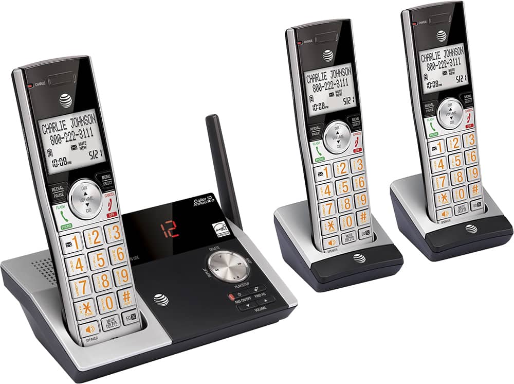 AT&T - CL82315 DECT 6.0 Expandable Cordless Phone with Digital Answering System - Silver/Black