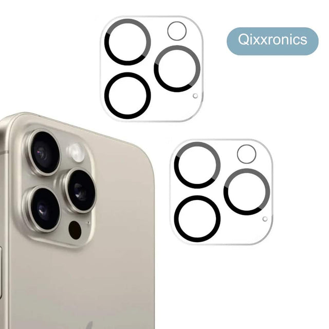 Front. Qixxronics - 2pack Camera Lens Protector for iPhone 15 Pro Camera Lens Shield Tempered Glass Lens Cover for iPhone 15 Pro - Clear.