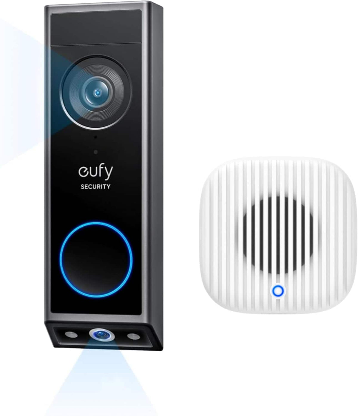 eufy - Video Doorbell E340 & Chime 2, 2K Full HD Dual Cameras, Doorbell Camera Wireless & Wired, Color Night Vision - black+white