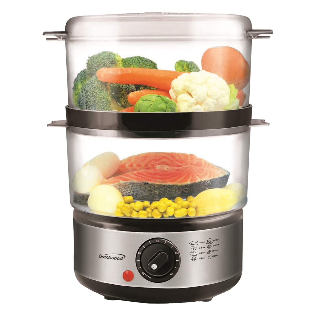 Brentwood - Ts-1005 400-watt 5-qt. 2-tier Electric Food Steamer With Steam Trays And Lid - Black